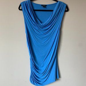 Nordstrom Sleeveless Top - Scoop Neck with Ruching - Blue (Halogen)